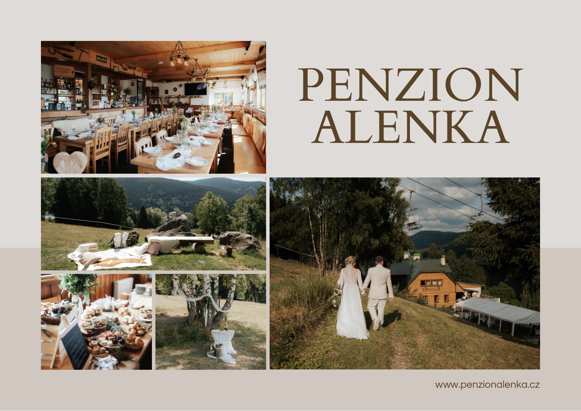 brown and beige simple wedding mood board doubled sided poster