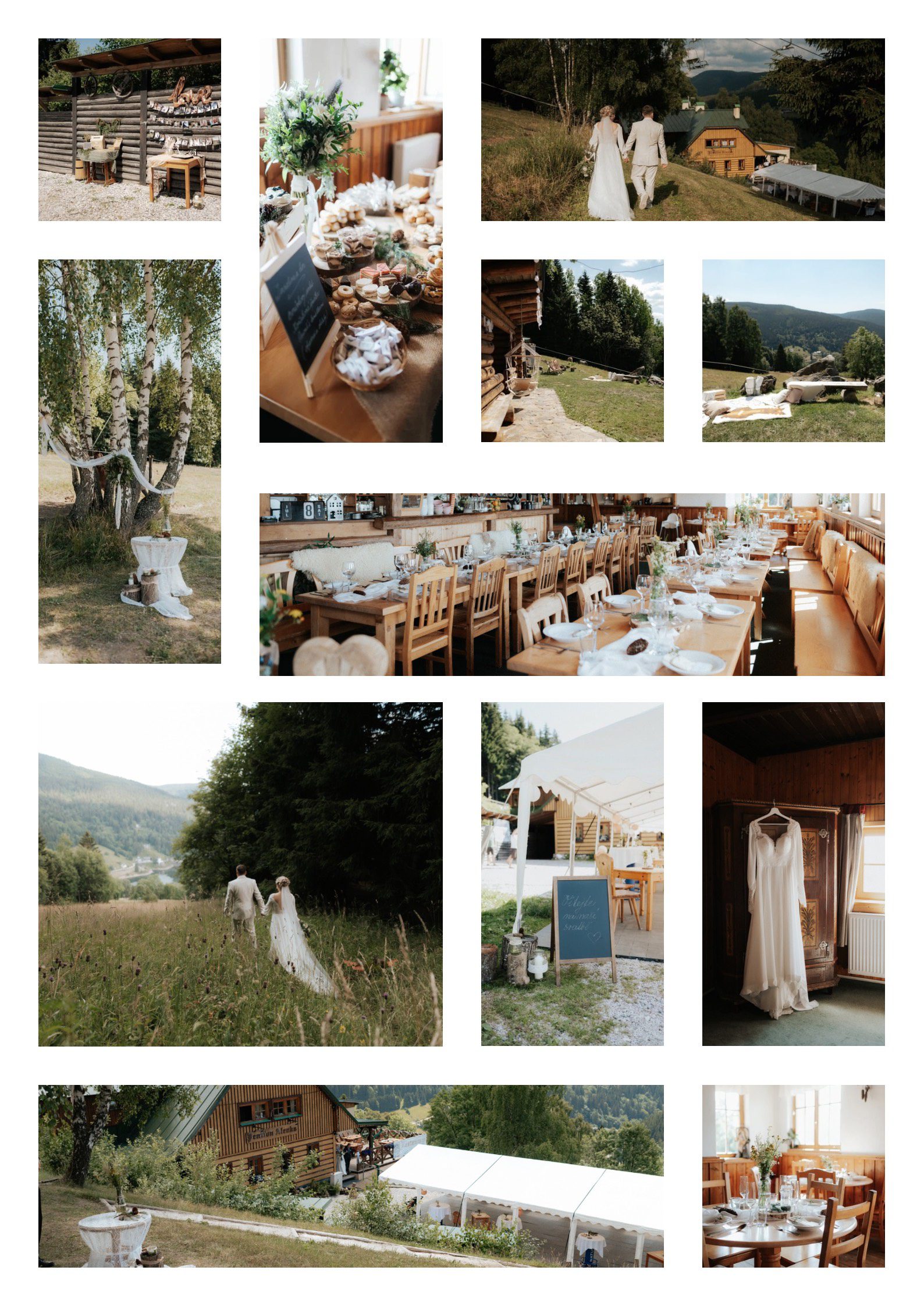 white minimalist romantic wedding photo collage poster